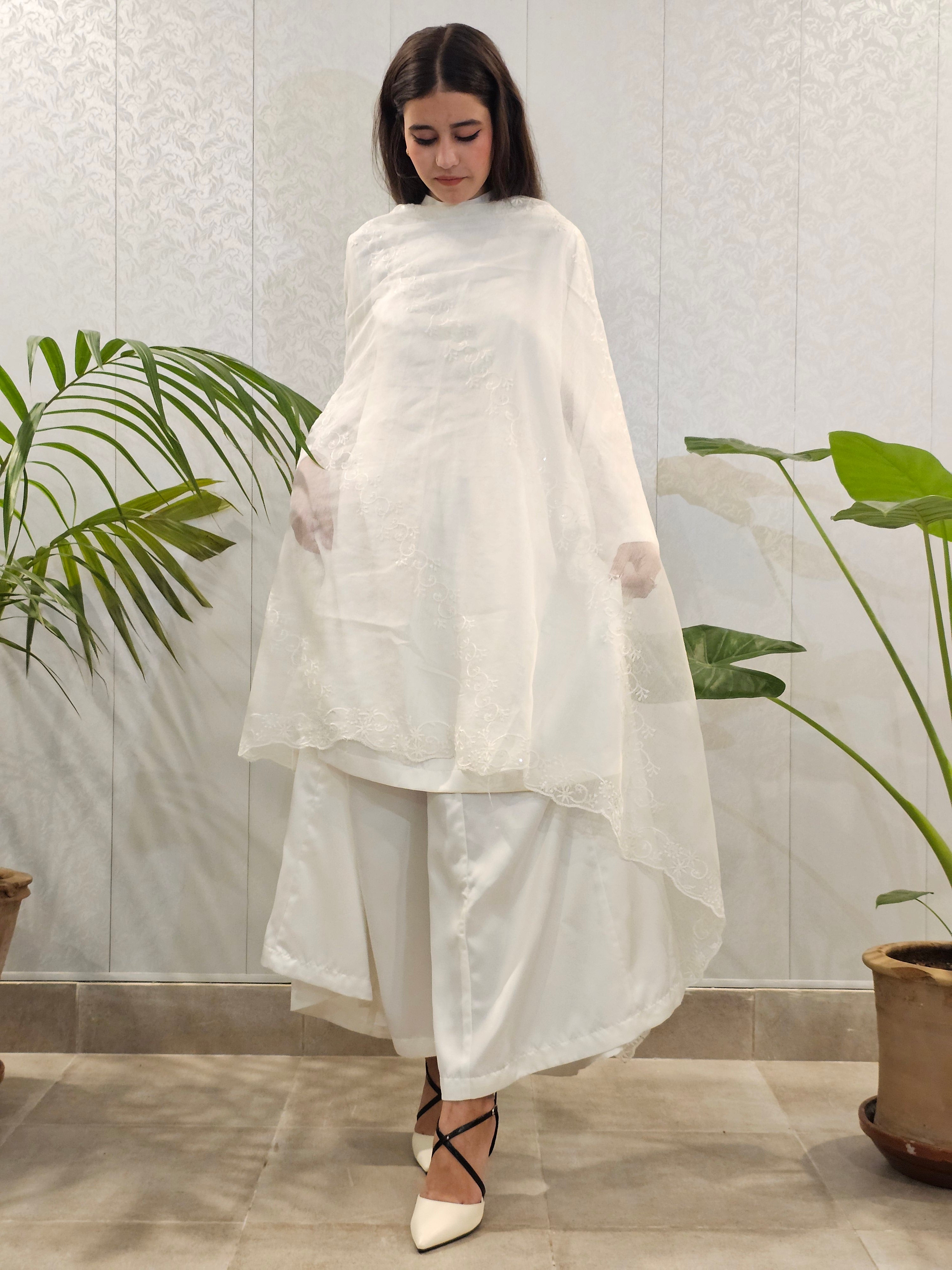 Sophisticated White Sharara Suite