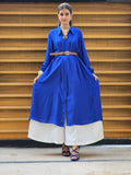 Dobby Weave Textured Royal Blue Willow Shirt With White Boot-Cut Trousers