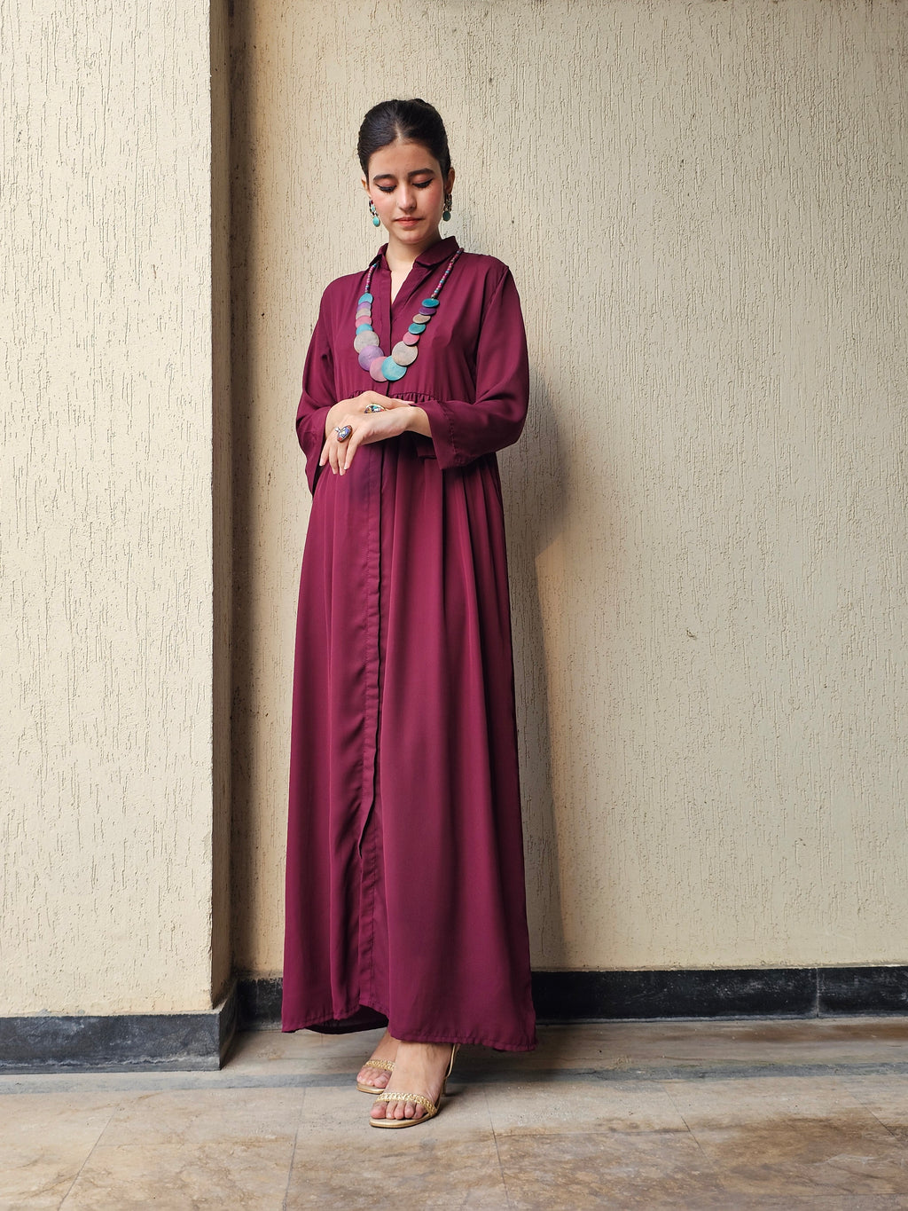 Deep Maroon Georgette Willow Maxi