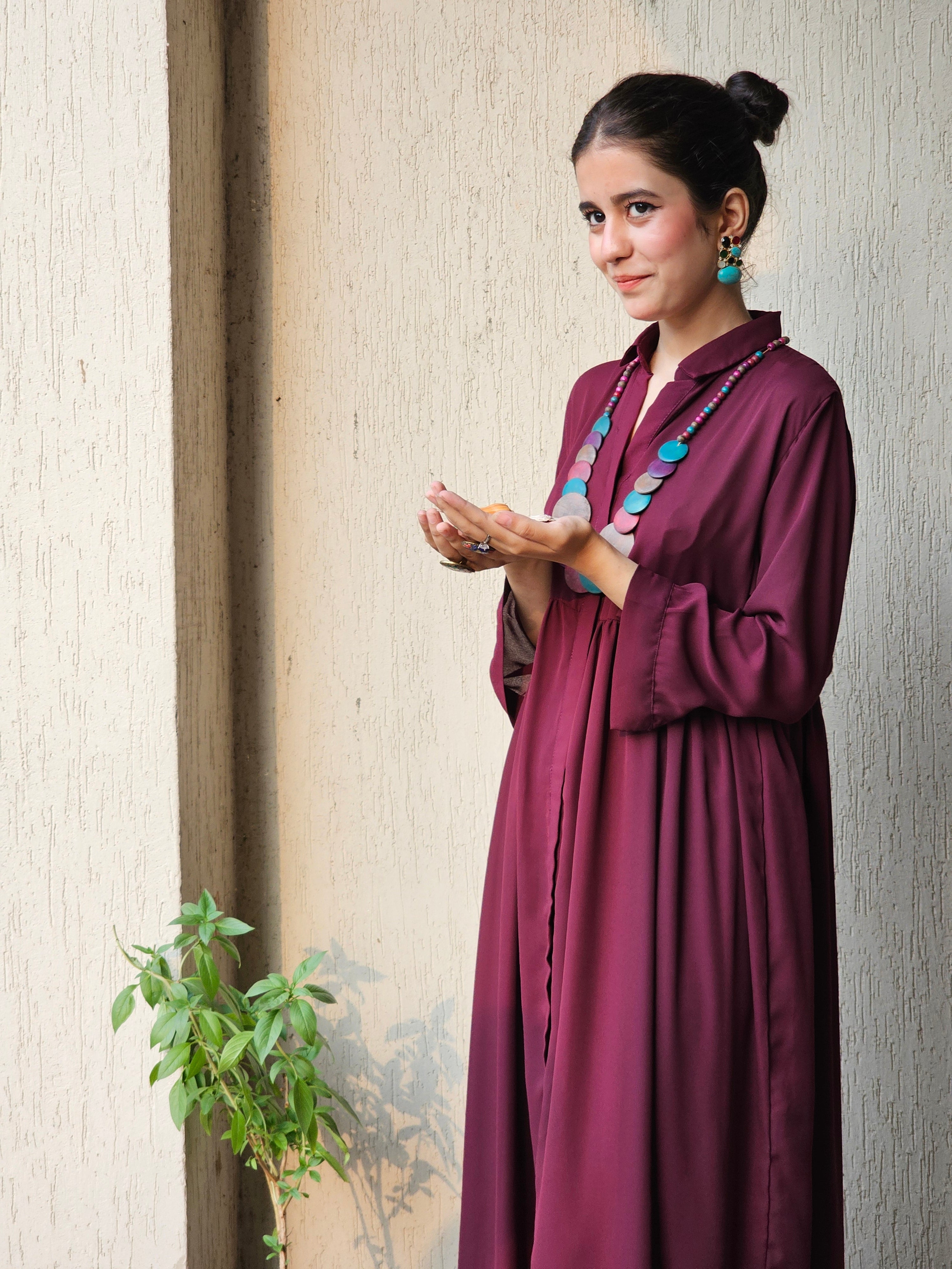 Deep Maroon Georgette Willow Maxi