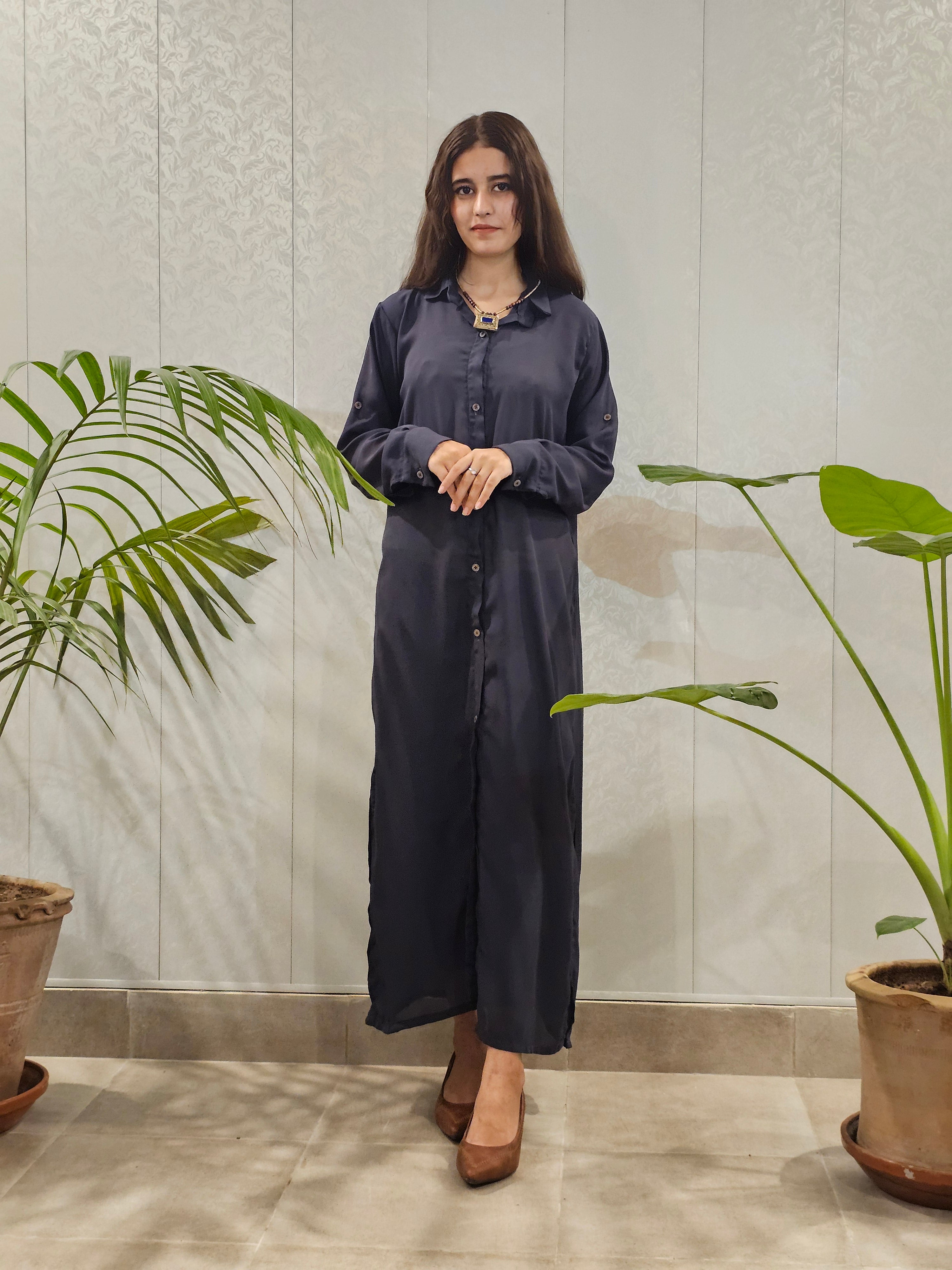 Long Open Georgette Front Open Trendy Willow Shirt