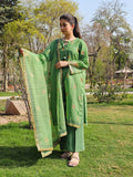 Traditional Leaf Green Block Print 3-Piece Suit
