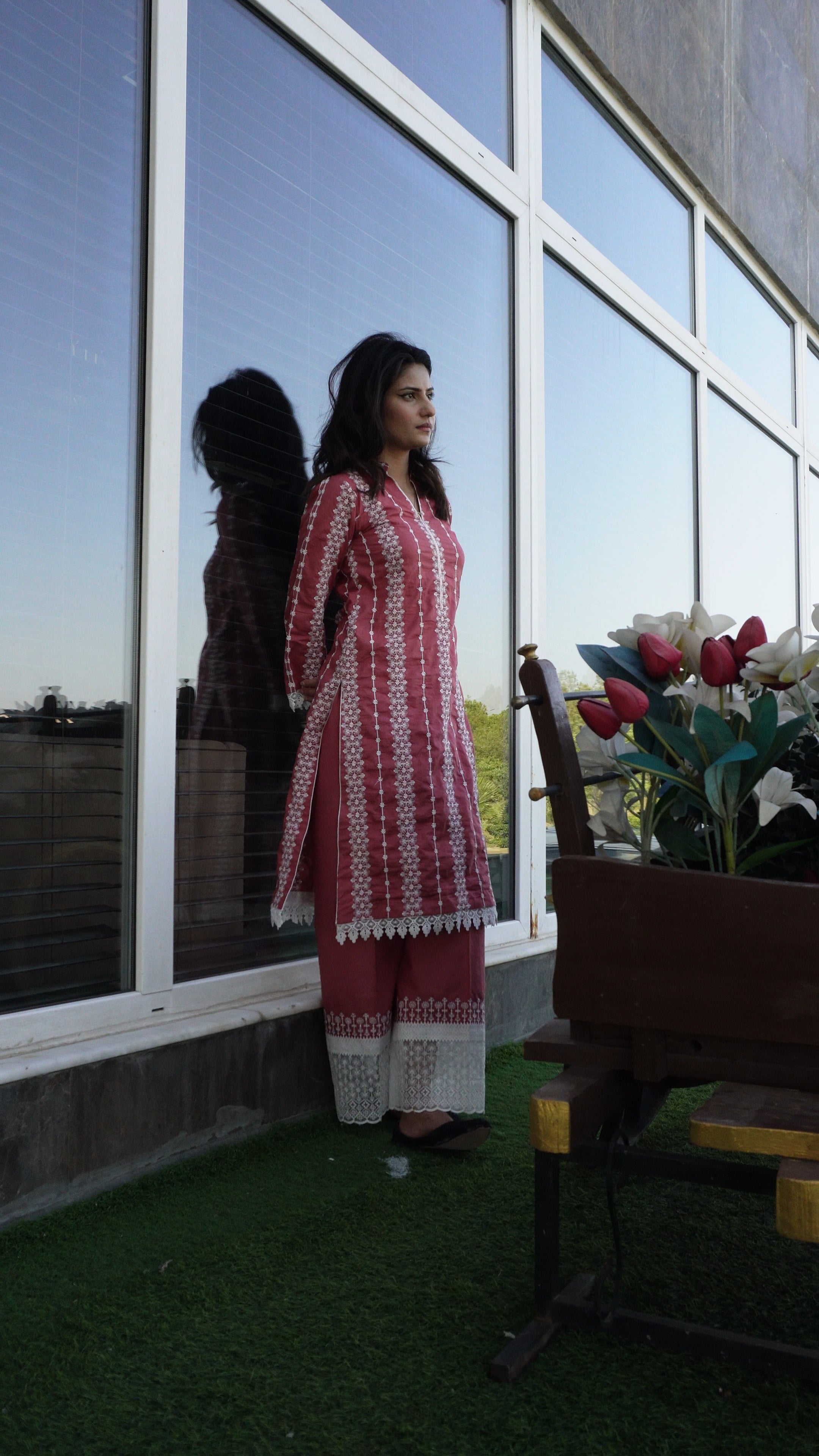 Tea Pink Embroidered 3-Piece Set