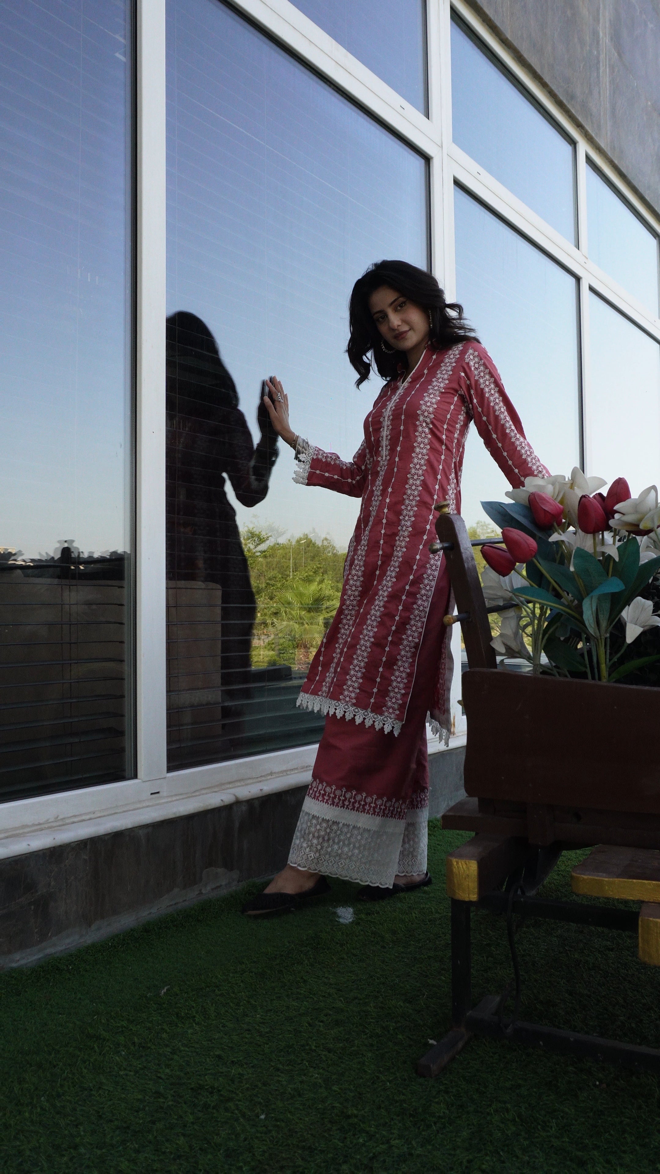Tea Pink Embroidered 3-Piece Set
