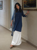 2-Piece Suit Prussian Blue Cotton Kurta Set with Tie-Dye Dupatta