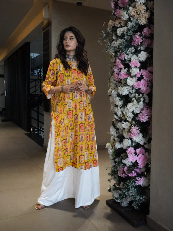 Mustard Vintage Floral Print 3-Piece Suit