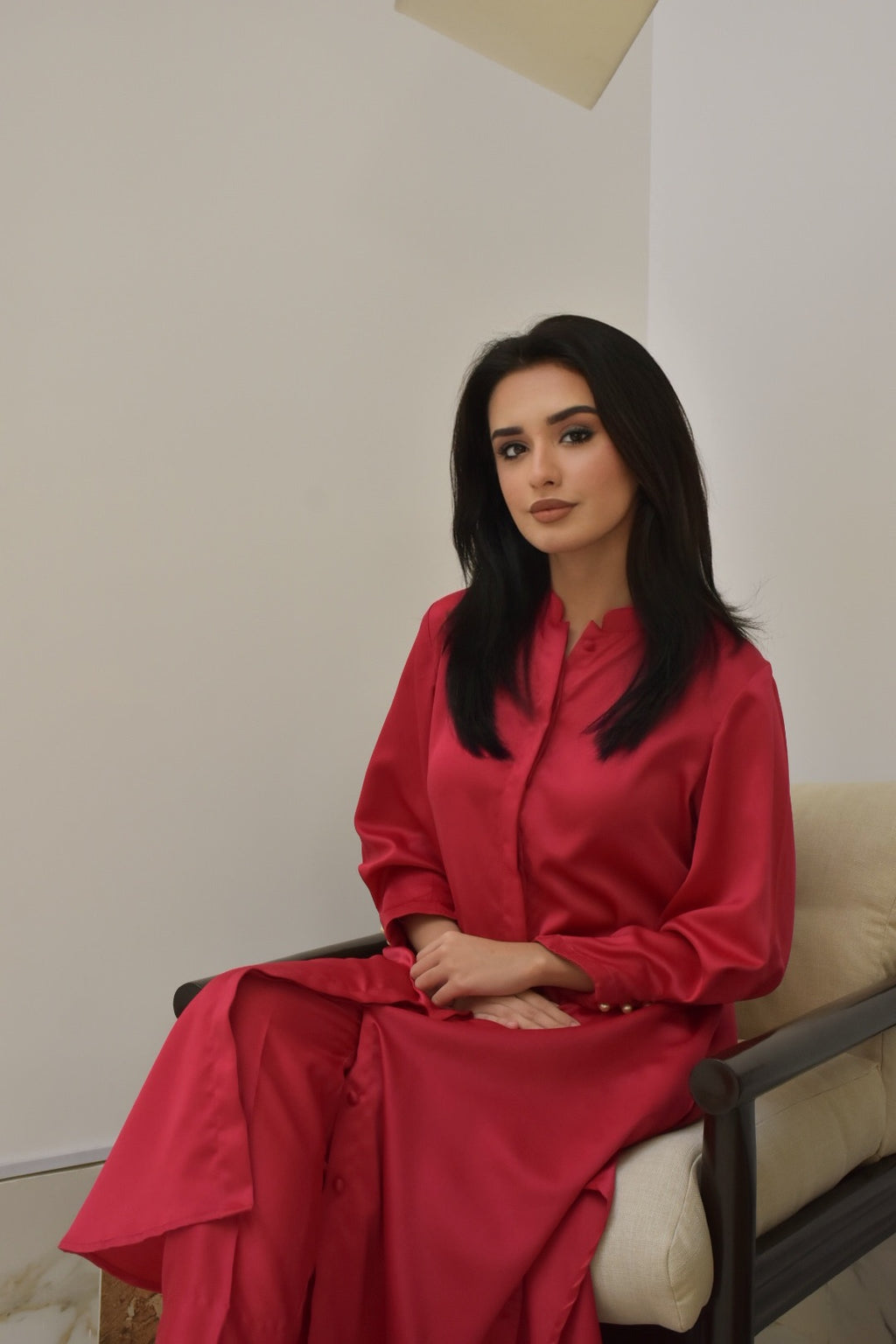 Silk Marina Suit in Crimson