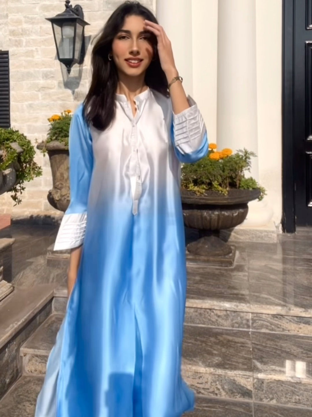 Azure Ombré Silk 2-Piece Suit