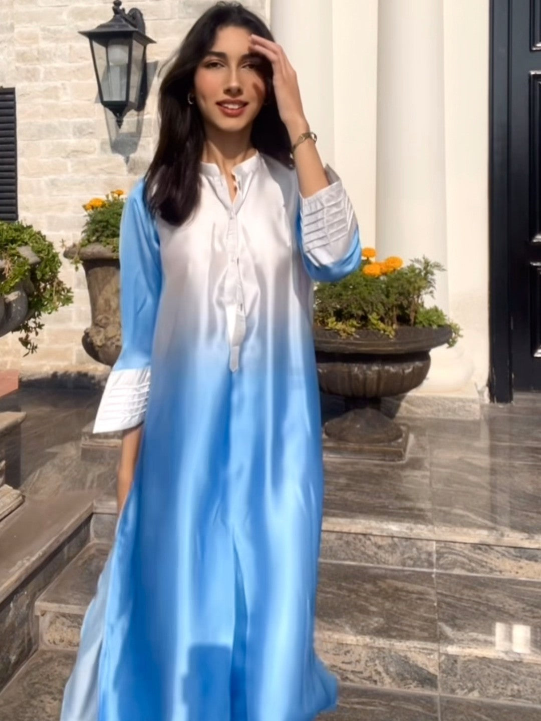 Azure Ombré Silk 2-Piece Suit