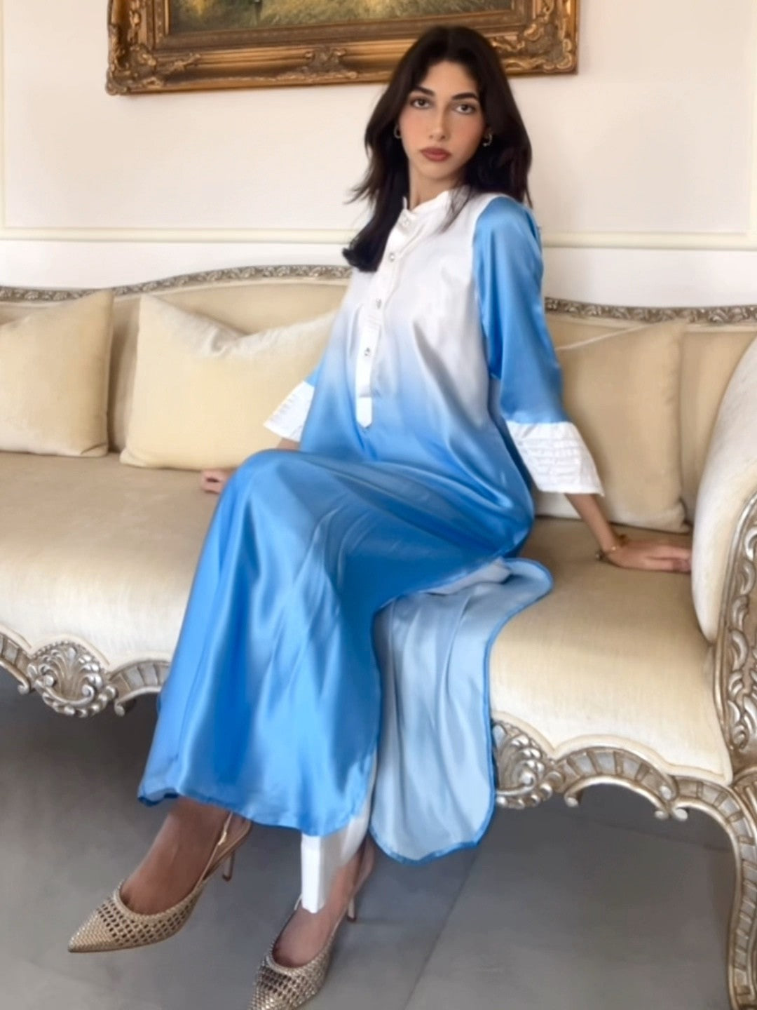 Azure Ombré Silk 2-Piece Suit