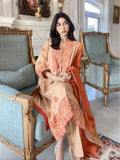 Apricot & Saffron Bloom Hand-Block Printed Marina 3-Piece Suit