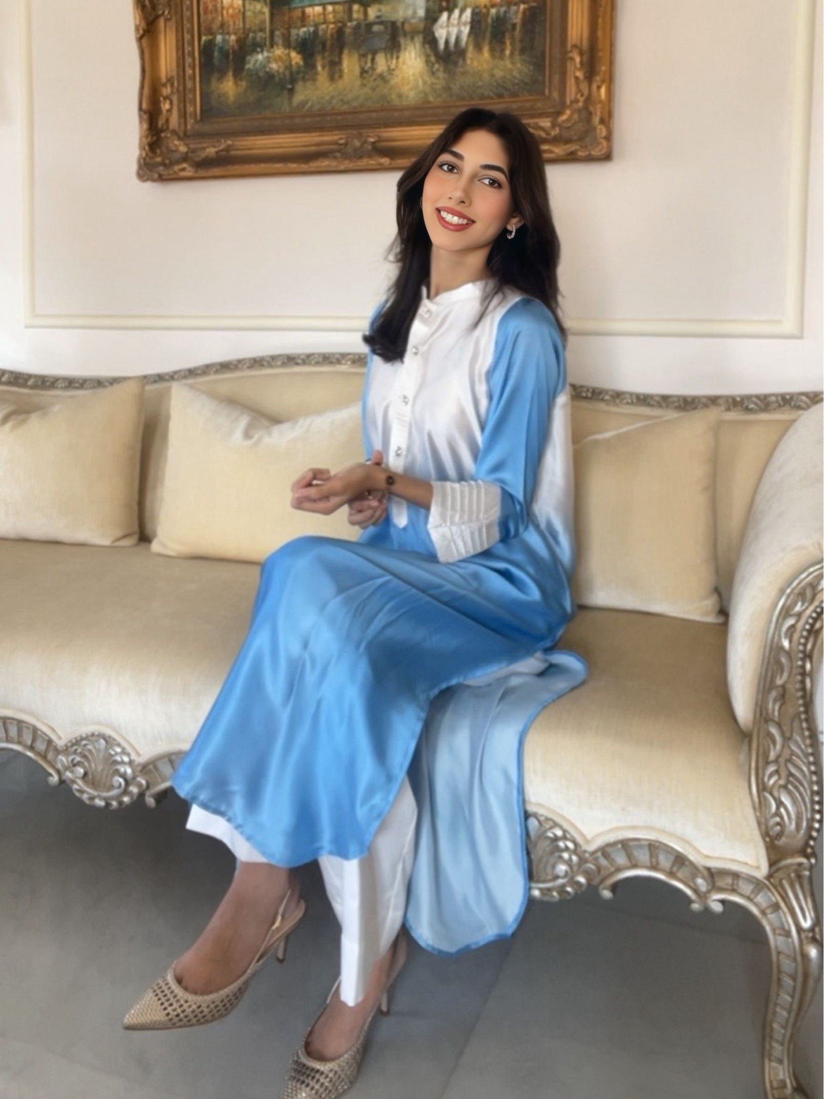 Azure Ombré Silk 2-Piece Suit