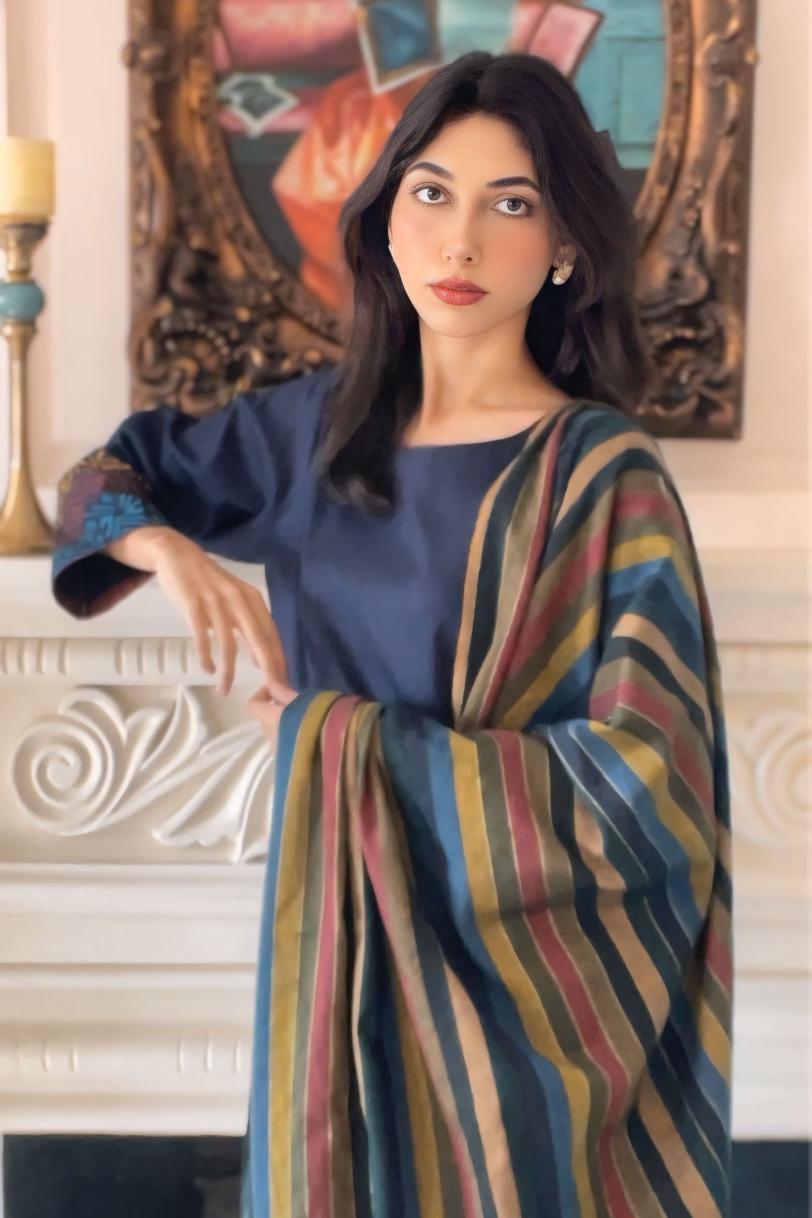 Midnight Mosaic Hand-Block Printed Marina 3-Piece Suit