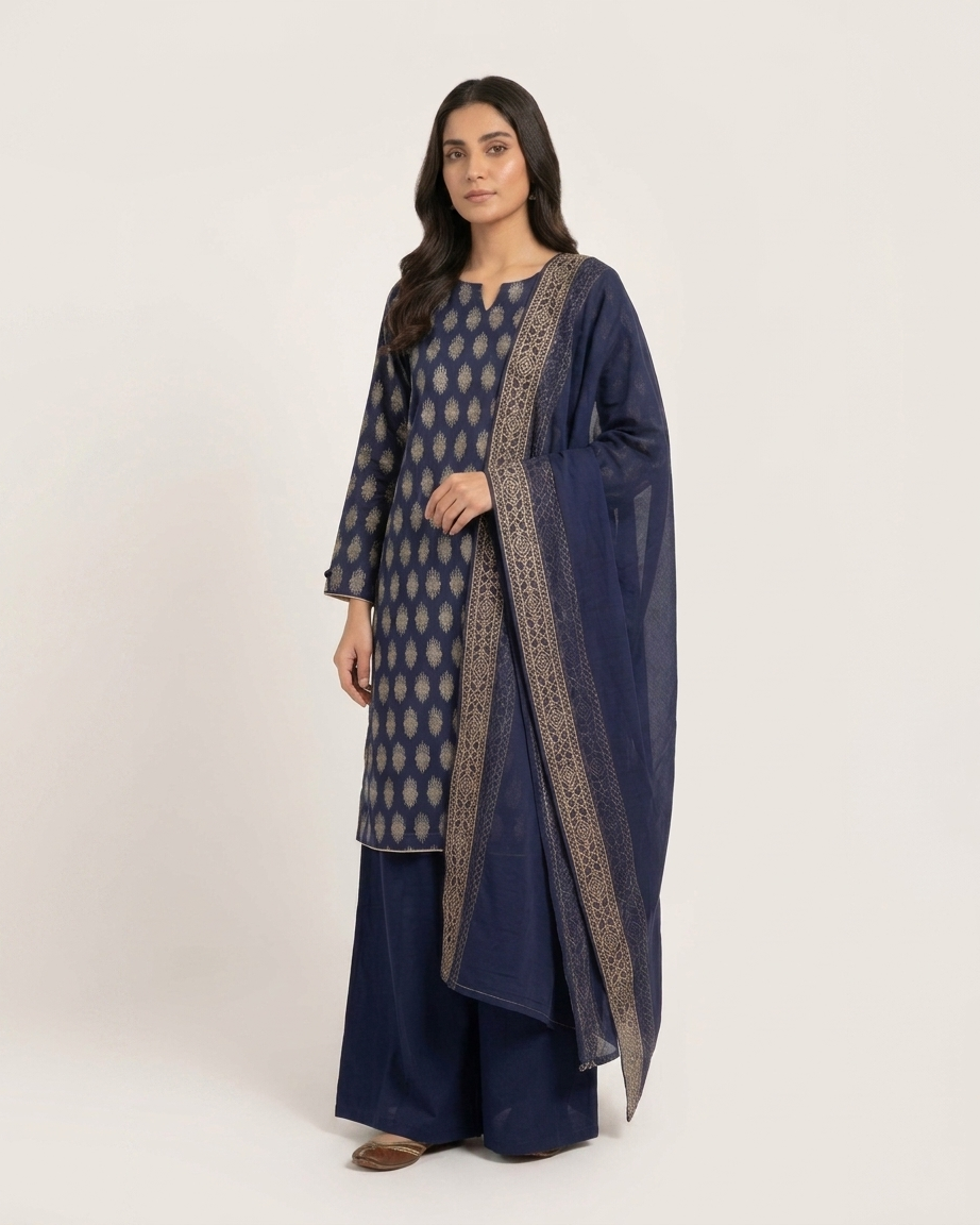 Midnight Sapphire Pure Lawn 3-Piece Suit