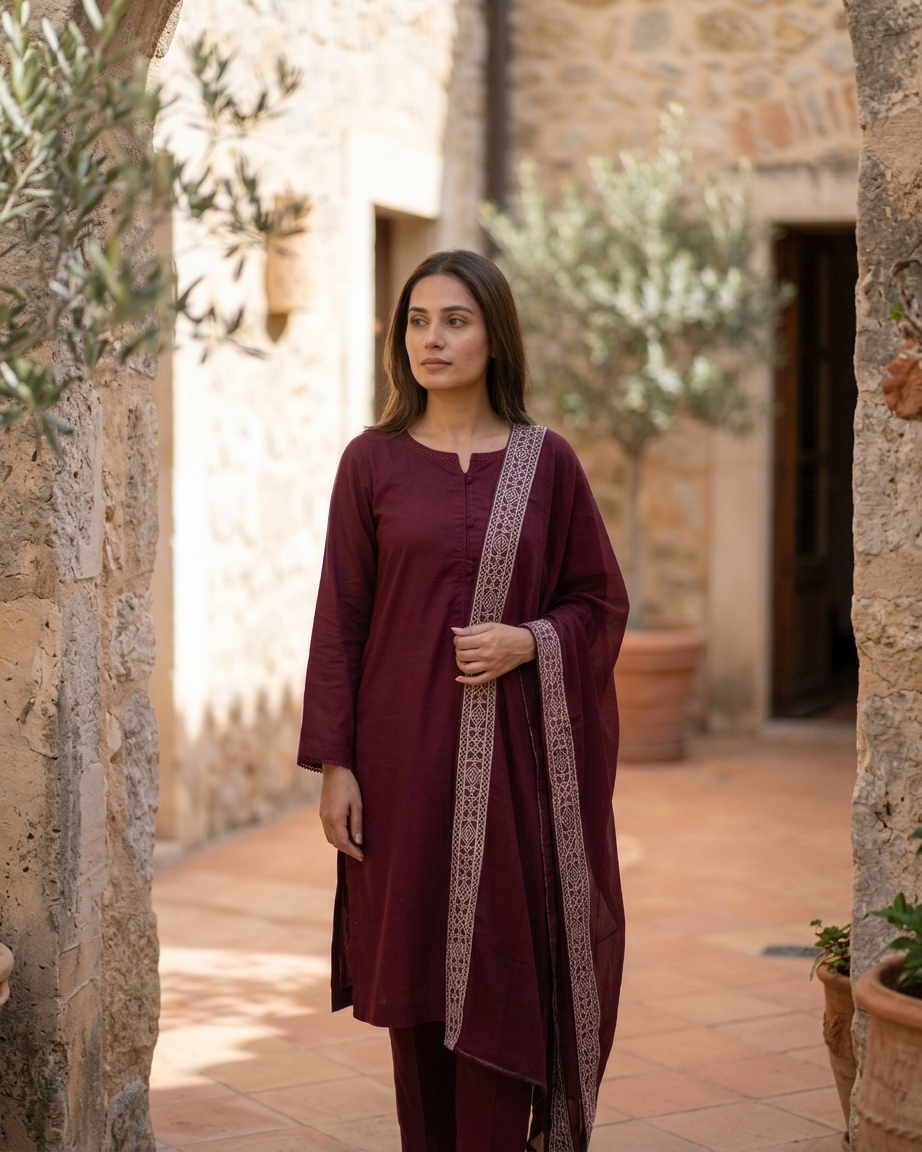 Crimson Vineyard Pure Lawn 3-Pece Suit